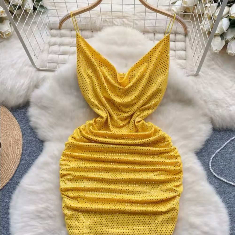 Yellow Ruched Dress